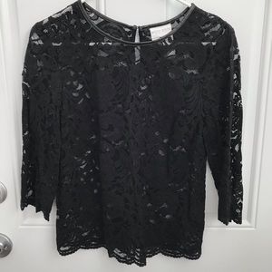 Sheer floral half sleeve top